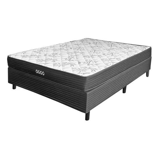 Sommier Cama Colchon Super Mega 2 Plazas Espuma 130 K Color Negro