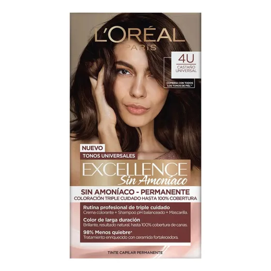 Tintura Para Cabello L'oréal Paris Excellence Nudes No Amoni Castaño