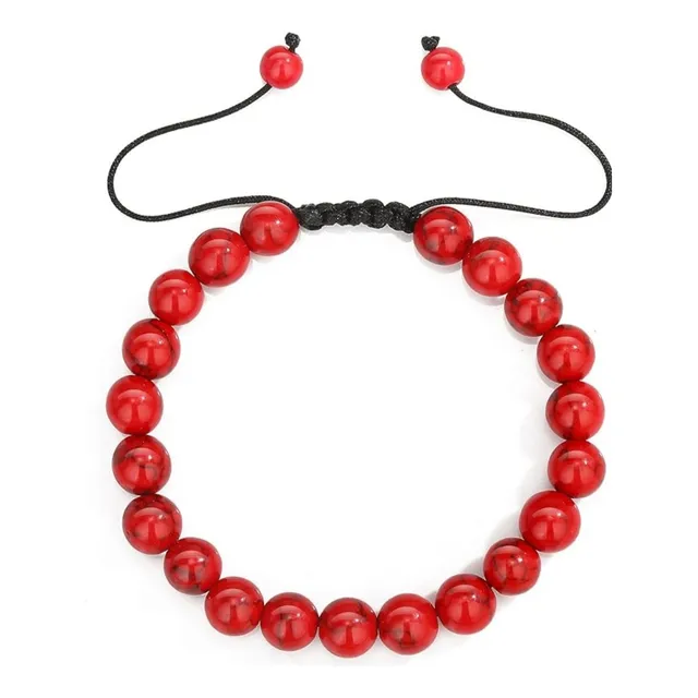 Pulsera De Piedra Natural Turquesa Roja 