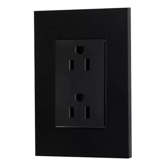 Contacto Eléctrico Doble Con Placa Negro Mate 10pzs