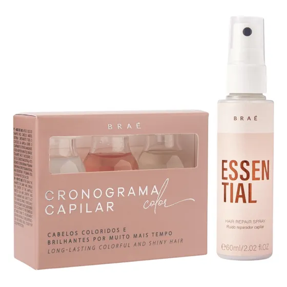 Kit Braé Cronograma Ampolas Color 3x13ml + Essential 60ml