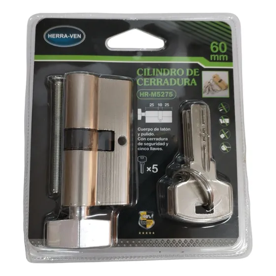 Cilindro Pera 60 Mm Tipo Mariposa 5 Llaves De Seguridad
