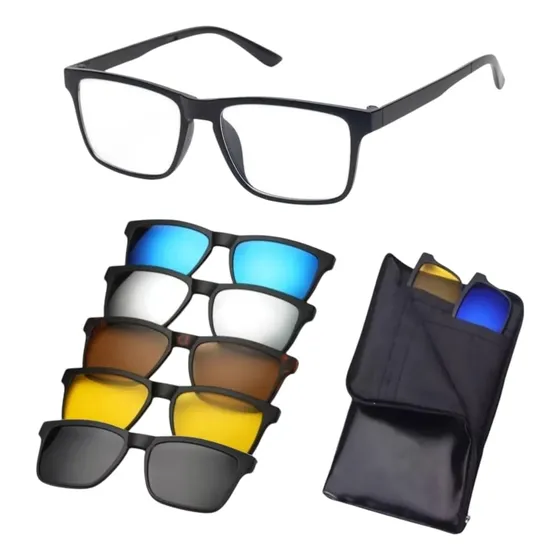 Oculos De Grau +5 Clip On De Sol Varias Lentes Polarizadas