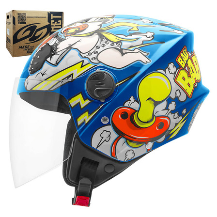 Capacete Aberto New Liberty Three Bad Baby Azul Protork Capacete Aberto New Liberty Three Bad Baby Azul Protork