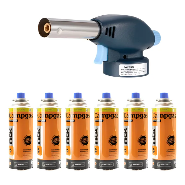 Maçarico Automático Portátil Culinário Regulagem + 6 Refis