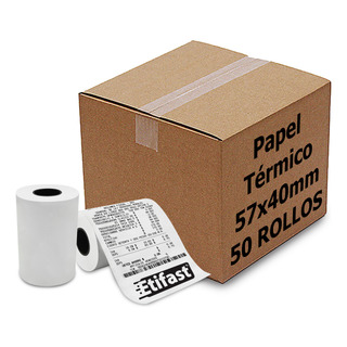 50 Rollos Papel Térmico 57x40 Impresora Miniprinter 58mm 50 Rollos Papel Térmico 57x40 Impresora Miniprinter 58mm