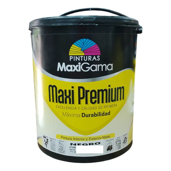 Pintura Caucho Maxigama Maxi Premium Clase B Negro 1galon