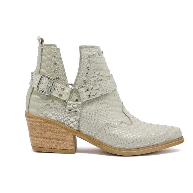 Botas Mujer Texanas Cuero Vacuno Reptil Botinetas Charros