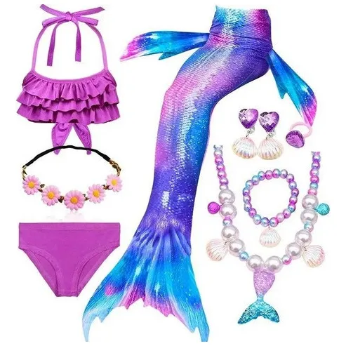 . Kit Cola De Sirena 2024 Con Bikini Monoaleta Infantil