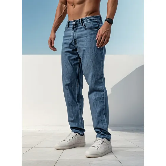 Pantalones Jeans Baggy Para Hombre Demin Rígido