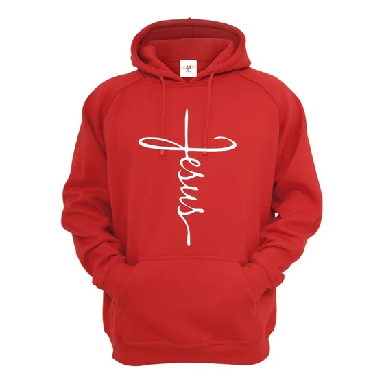 Jesus - Buzo Rojo Canguro - Hoodie - Unisex - Con Capucha