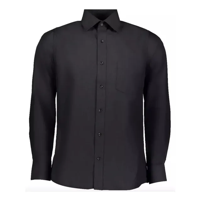 Camisa Negra Lisa Clasica Manga Larga 