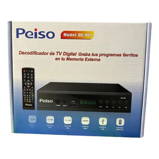 Sintonizador Decodificador Tv Digital Peiso Antena Digital Color Negro