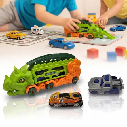 Caminhão Dinossauro Pista E Lançador Transformavel 3 Em 1 Verde