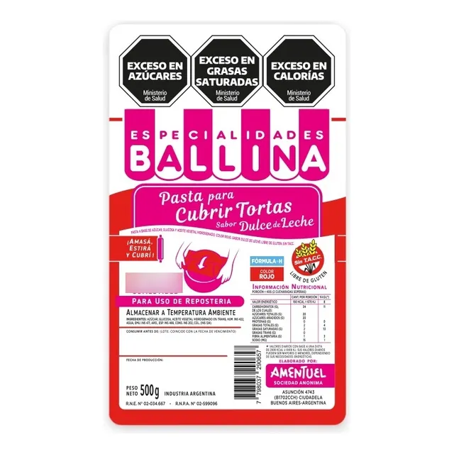 Pasta Ballina Para Cubrir Tortas Colores 500g Reposteria