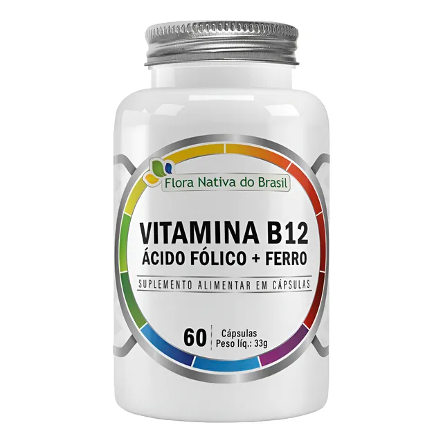 Ferro + Ácido Fólico + Vitamina B12 60 Cápsulas Flora Nativa