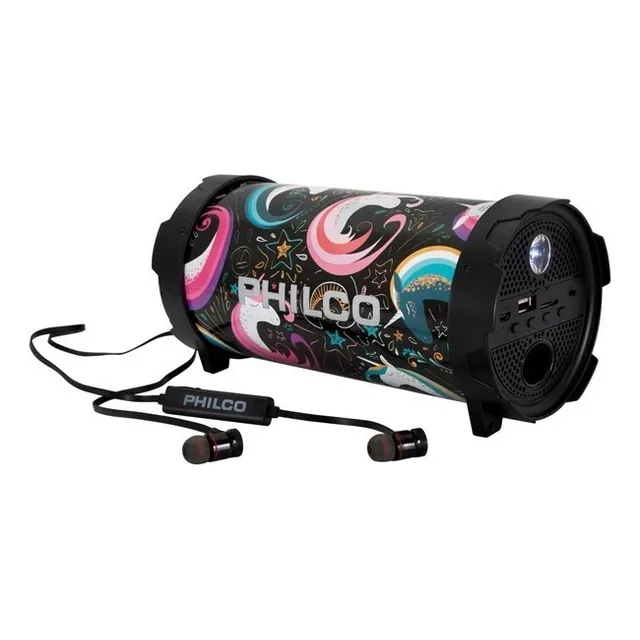 Bazooka Parlante C/ Audifono Wireless Px56 Unicornio Philco Color Negro