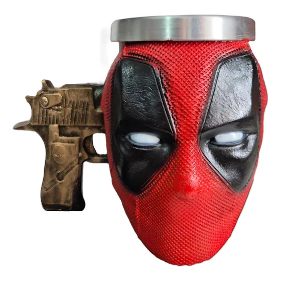 Caneca 3d Deadpool Marvel Arma Colecionável Presente Geek