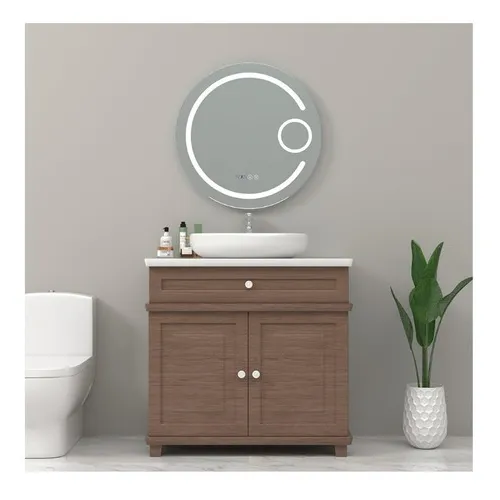 Espejo Smart 60 Cm Redondo Desempañante Reloj Luz Led Lupa Color del marco Sin marco