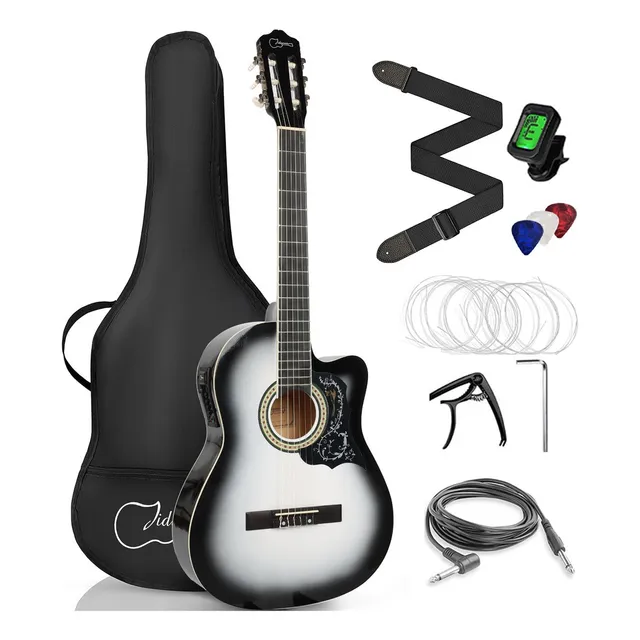 Jidyous 4/4 Guitarras Clasica Electroacústica Cuerdas Nailon Color Negro Material Del Diapasón Arce Orientación De La Mano Diestro