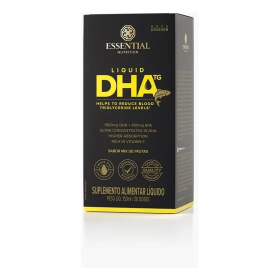 Omega 3 Liquid DHA Tg 150ml 1500mg 20 Doses Essential Nutrition Mix de Frutas