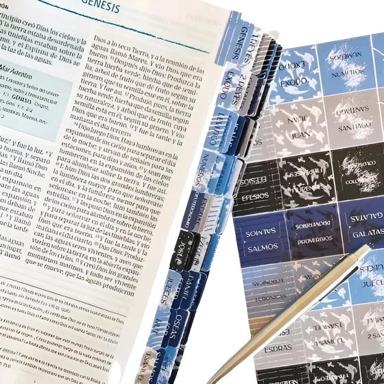 Tabs / Pestañas Para Biblia Evangelica Azul Neutro