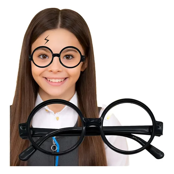 Gafas Negras Lentes Marco Harry Potter Sin Lente Redondas Armazón Negro