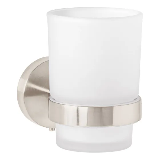 Portavaso Cepillero Con Vaso De Vidrio, Foset TBA-71N Satín