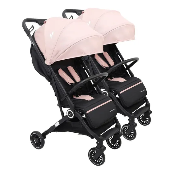 Cochecito Doble Ultracompacto Premium Baby Luca Con Conector Color Rosa Chasis Negro