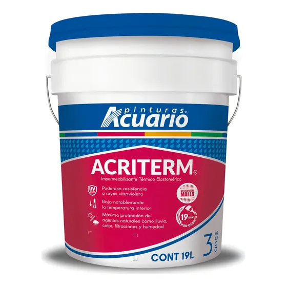 Acuario Acriterm Impermeabilizante Térmico Elastomérico 3 Años 20m2 Color Blanco