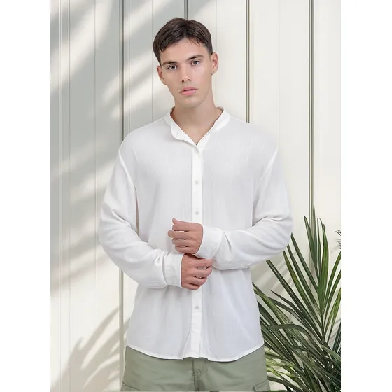 Camisa Hombre Lino Manga Larga Slim Fit