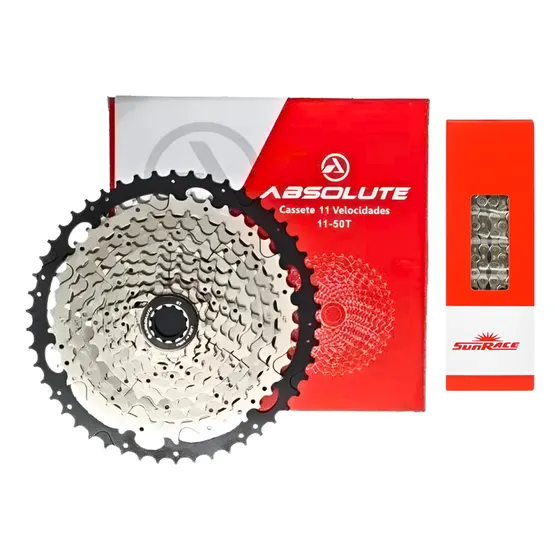 Cassete K7 Absolute Mtb 11v 11-50d Alumínio + Corrente 11v