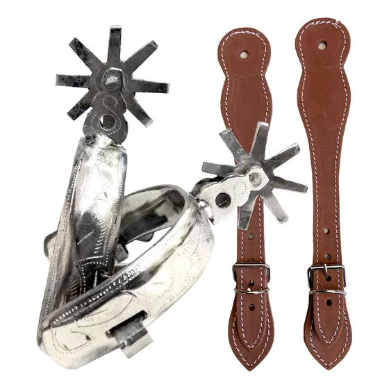 Espuelas Charras Acero Monel Con Correas