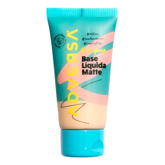 Base Líquida Matte Oil Free Vegana Adversa - Escolha Seu Tom