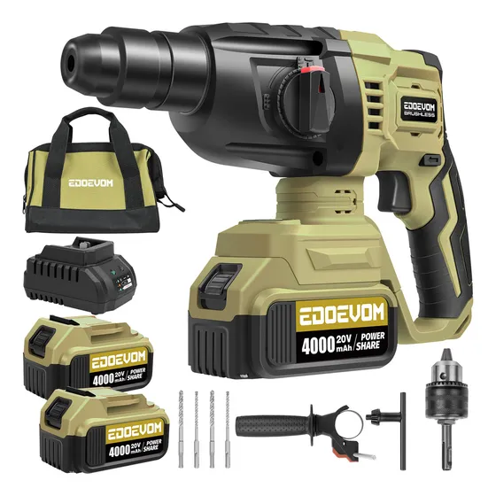 Rotomartillo Inalámbrico Taladro Sds-plus 2j 2baterías 4.0ah EDOEVOM EA20-260