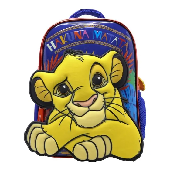 Mochila Escolar Cresko Rey Leon 12 Pulgadas Espalda Color Azul Diseño de la tela Liso