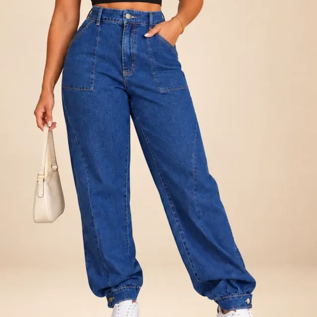 Calça Jeans Mom Aladin Feminina Lavagem Escura Atemporal