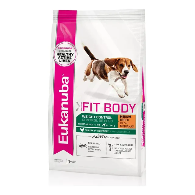 Alimento Eukanuba FIT BODY Weight Control para perro adulto de raza mediana sabor mix de 3 kg