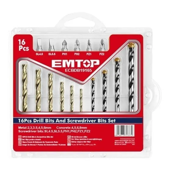 Juego De Puntas Y Mechas 16 Piezas Hss Metal Y Widia Pared