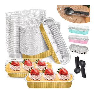 40 Moldes Para Tarta De Hornear Desechables Con Tapa+cuchara 40 Moldes Para Tarta De Hornear Desechables Con Tapa+cuchara