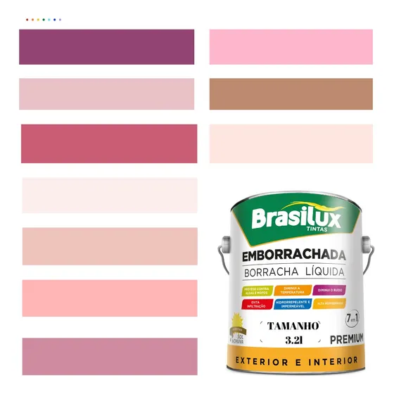 Tinta Emborrachada Rosa Pink 3.2l Borracha Líquida Brasilux Acabamento Semi Acetinado