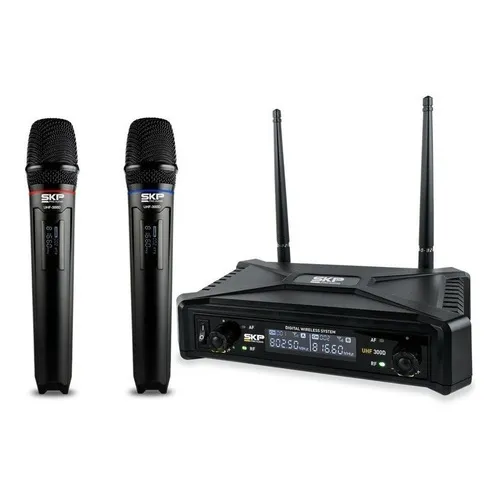 Set X2 Micrófonos Inalámbricos Skp Uhf-300d Dinámicos 70mts