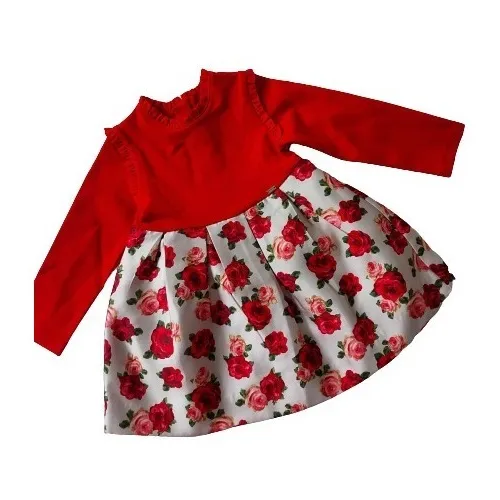 Vestido Rojo Con Flores Para Niña De 18 M.  Marca: Mayoral
