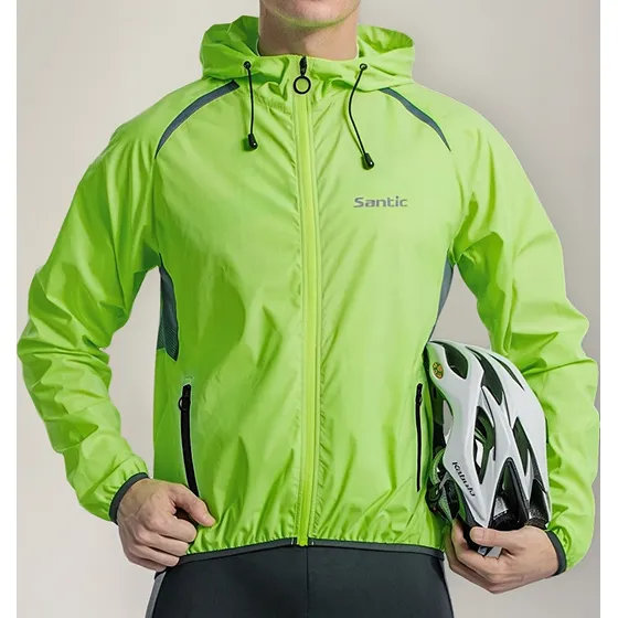 Santic® Casaca Cortaviento Capucha Ciclismo Running Upf 50+