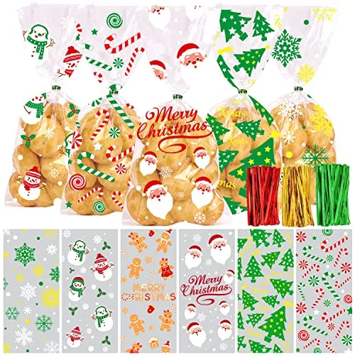 120 Bolsas De Celofán De Caramelo De Navidad, Bolsas D...