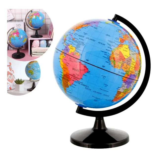 Globo Terrestre De Mesa Mapa Mundi Giratório Pequeno 13 Cm