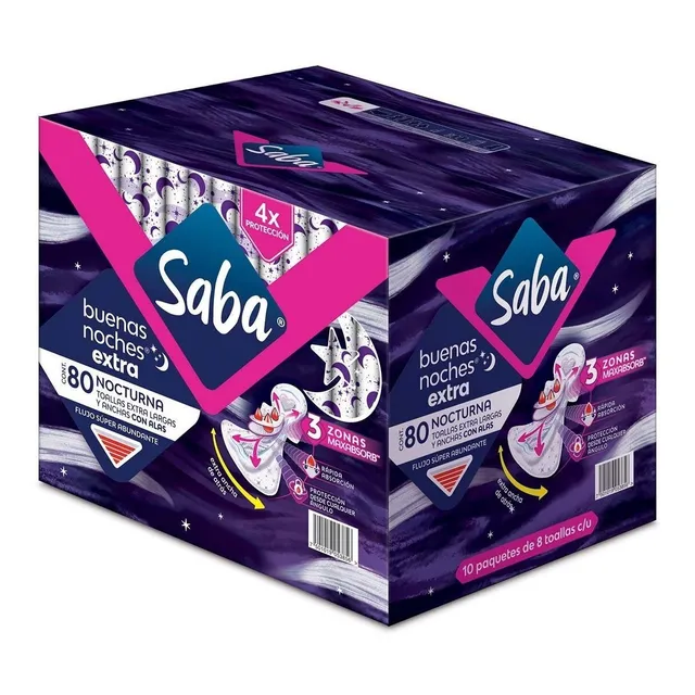 Saba Buenas Noches Extra Toallas Femeninas 80 Pzas