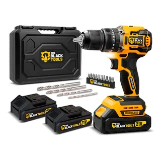 Furadeira E Parafusadeira 10mm Sem Fio Brushless 2 Baterias Amarelo E Preto 127/220v 60hz