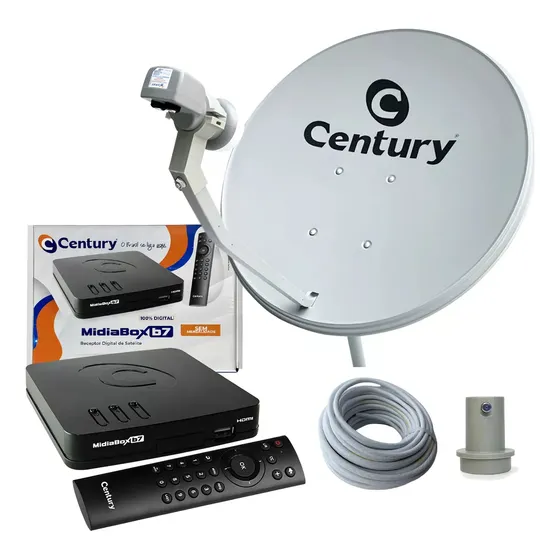 Century Kit Completo Com Midiabox B7 B5 Cb Lnb 5g De 60 Cm Cor Preto 127/220V