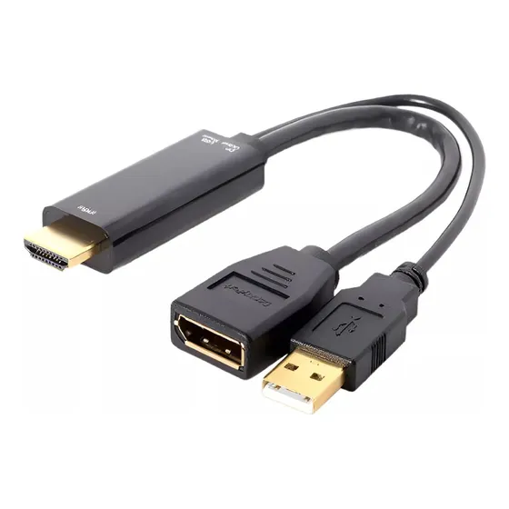 Cable Hdmi A Displayport C/alimentación Usb 1080p 1.8 Metros